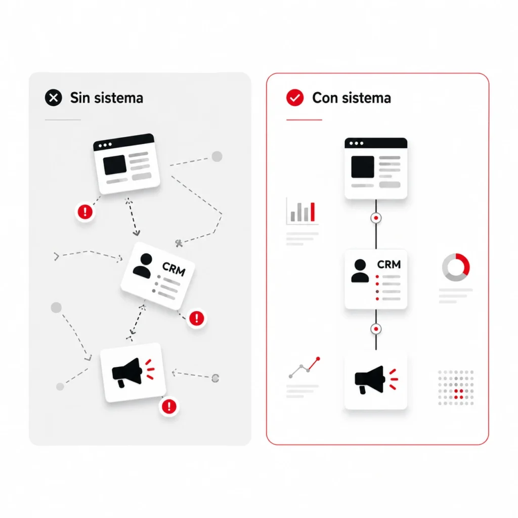 comparativa entre empresa con herramientas sueltas y empresa con sistema conectado