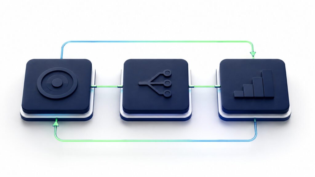 Tres componentes de un sistema de captacion B2B conectados posicionamiento canal y proceso comercial