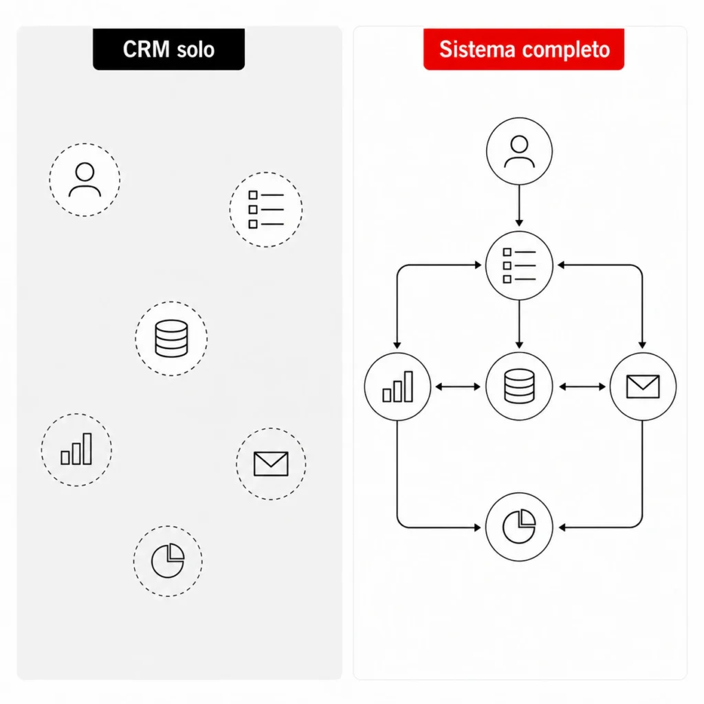 comparativa visual CRM solo frente a sistema comercial completo